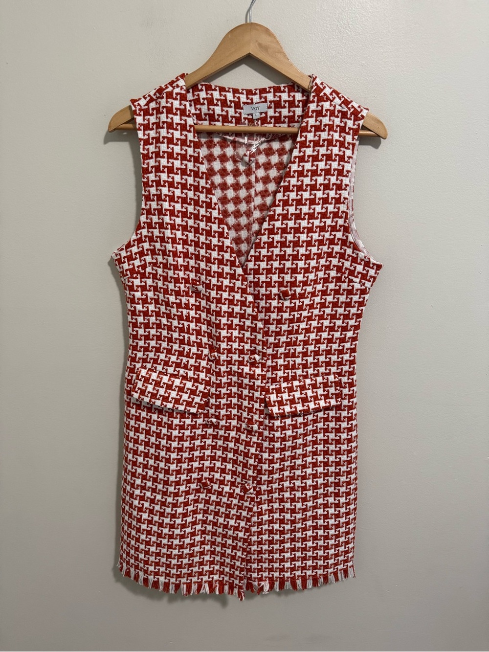 Voy New Orange Houndstooth Dress